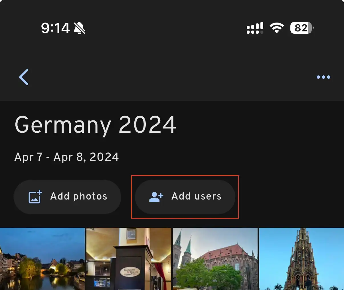 Shared album option