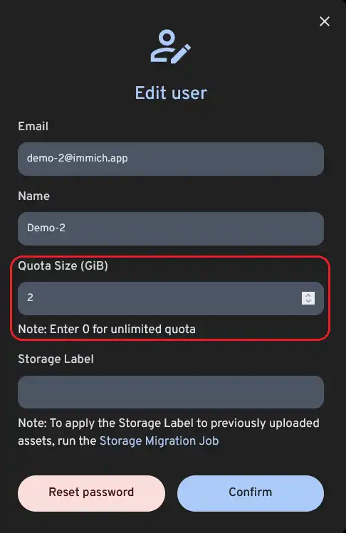Set Quota Size