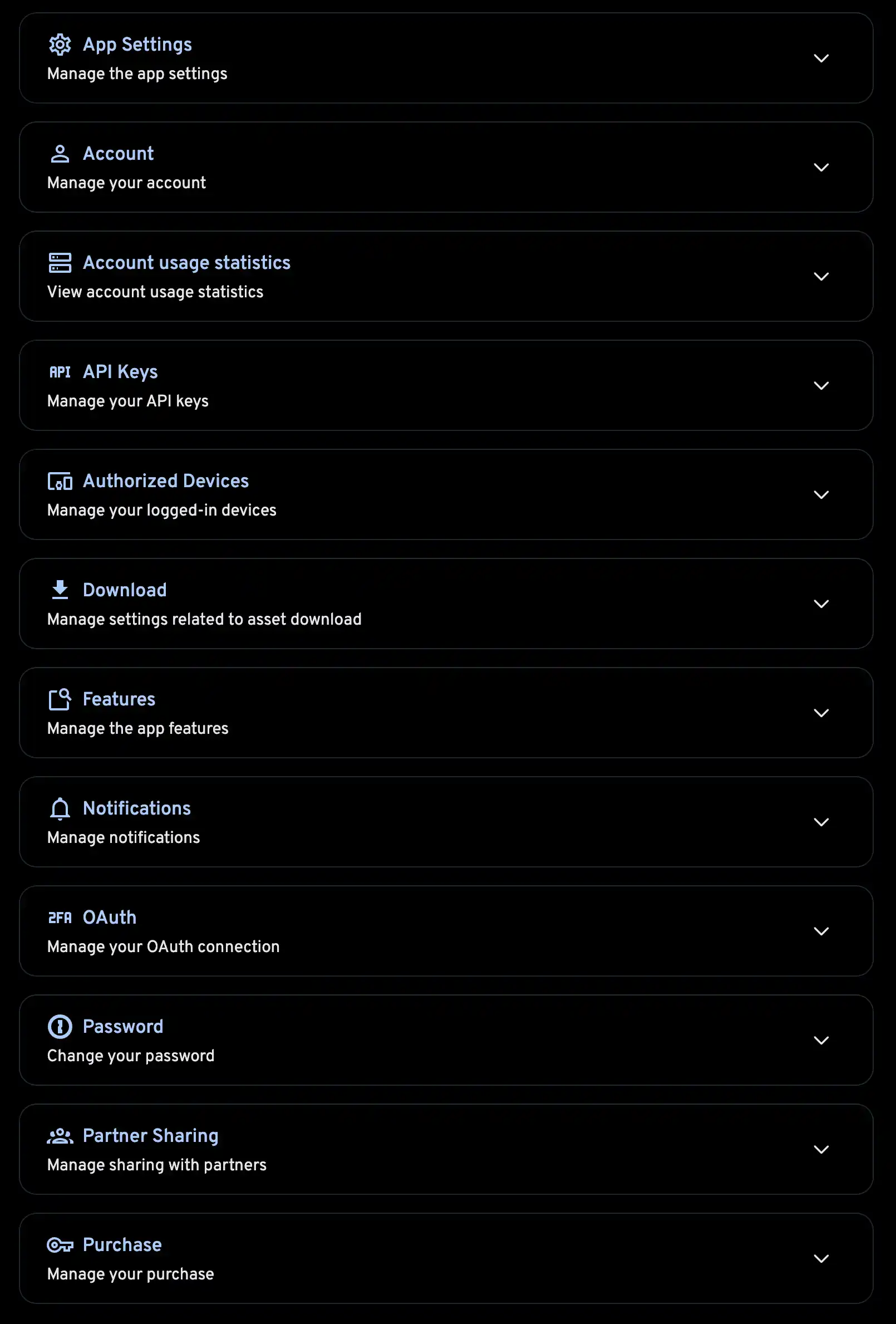 User settings lists
